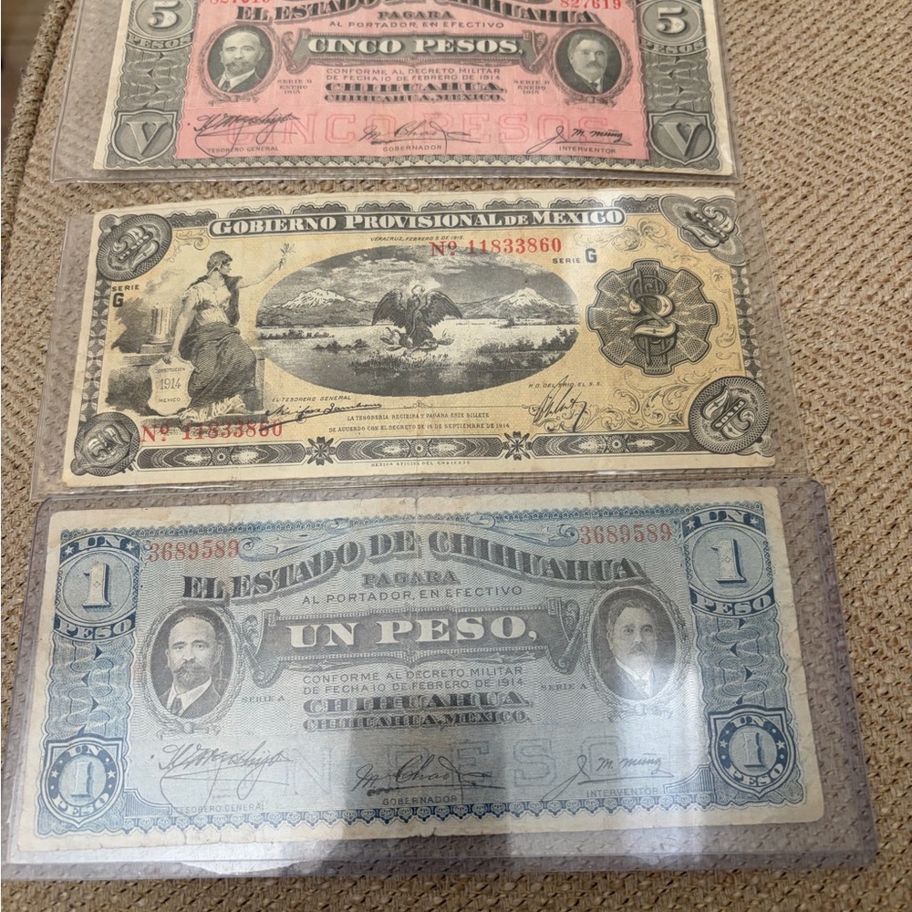 Vintage Mexican Peso Banknotes